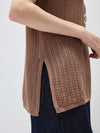 COMOBOCA Women's Openwork Side Slit Knit Top