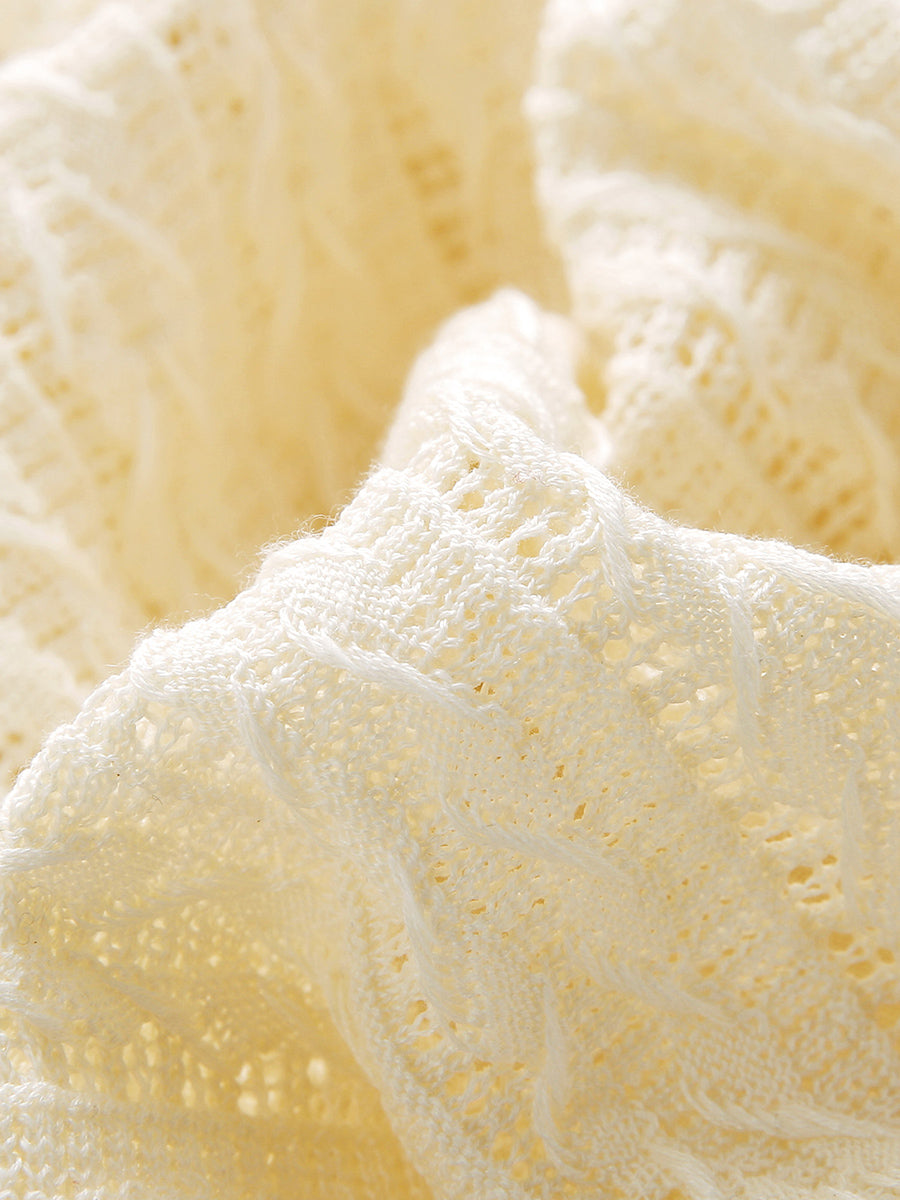 COMOBOCA Women's Scalloped Pointelle Knit Cardigan