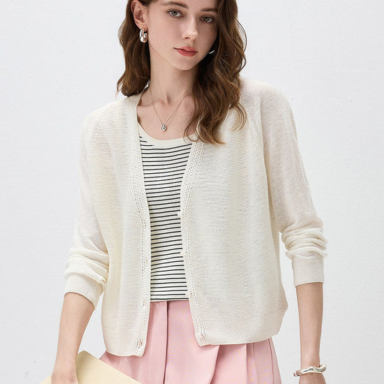 COMOBOCA Women's Ribbed V-Neck Button Cardigan