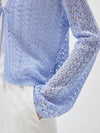 COMOBOCA Women's Linen Lace Knit Tie Front Cardigan