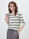 COMOBOCA Women's Striped Round Neck Knit Sweater