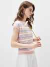 COMOBOCA Women's Striped Knit Cap Sleeve T-Shirt
