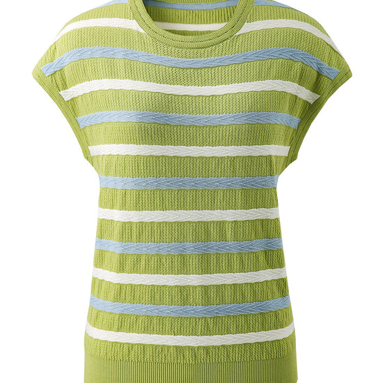 COMOBOCA Women's Striped Knit Cap Sleeve T-Shirt