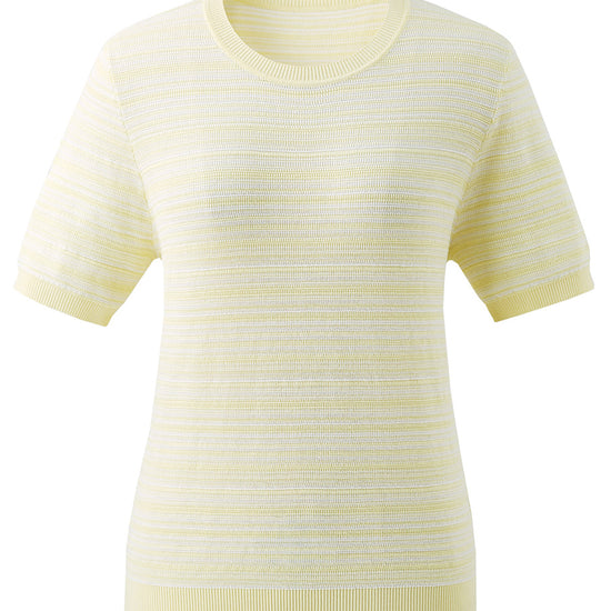 COMOBOCA Women's Ribbed Fine Stripe Knit T-Shirt