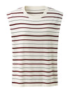 Women's Silk-Cotton Striped Crew Neck Sleeveless Knit Vest