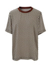 100% Silk Women's  Vintage Print Crew Neck Short Sleeve T-Shirt