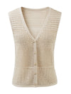 Women’s Linen Blend Knit V-Neck Sleeveless Vest
