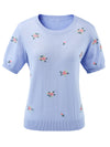 COMOBOCA Women's Floral Embroidery Knit T-Shirt