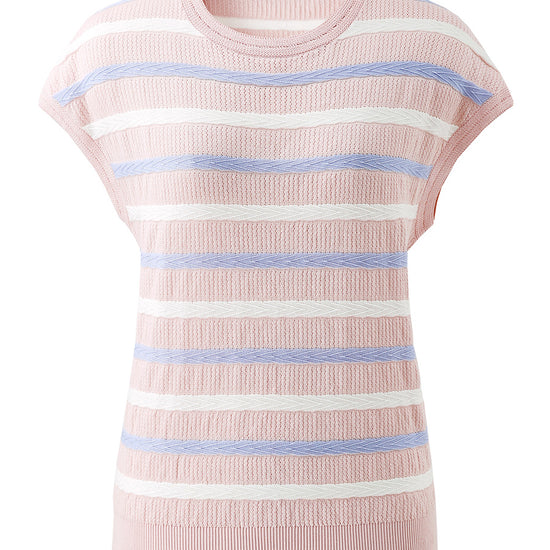 COMOBOCA Women's Striped Knit Cap Sleeve T-Shirt
