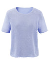 COMOBOCA Women's Openwork Round Neck Knit T-Shirt