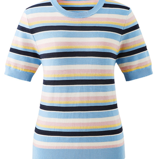 COMOBOCA Women's Multi-Color Stripe Knit T-Shirt