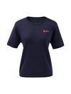 Women's crew neck short-sleeve knitted T-shirt with embroidery