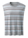 Women's Silk-Cotton Striped Crew Neck Sleeveless Knit Vest