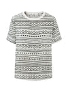 100% Mulberry Silk Women’s Vintage Print Round-Neck Short Sleeve T-Shirt
