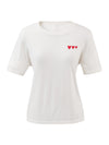 Women's crew neck short-sleeve knitted T-shirt with embroidery