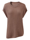 COMOBOCA Women's Openwork Side Slit Knit Top