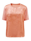Women's Crew Neck Tonal Jacquard Short Sleeve T-Shirt