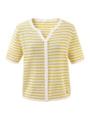 Women’s Linen Blend Striped Knit Pullover Short Sleeve T-Shirt