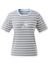 COMOBOCA Women's Embroidery Striped Knit Top