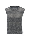 Women's Linen Blend Crew Neck Pointelle Knit Sleeveless Vest