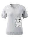 COMOBOCA Women's Cat And Tennis Intarsia Knit T-Shirt