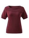 Women's Sophisticated Mulberry Silk Knit Top with Off-Shoulder Neckline