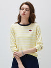 COMOBOCA Women's Stripe Round Neck Knit Sweater