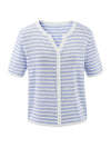Women’s Linen Blend Striped Knit Pullover Short Sleeve T-Shirt