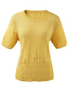 COMOBOCA Women's Sheer Openwork Knit T-Shirt