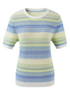 COMOBOCA Women's Gradient Stripe Openwork Knit T-Shirt