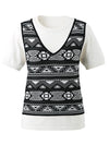 COMOBOCA Women's 2-in-1 Geometric Knit Top