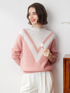 COMOBOCA Pink 100% Cashmere Women's Mock Neck Knit Sweater