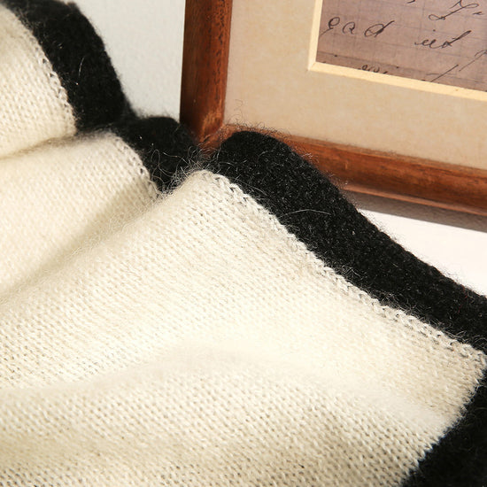 COMOBOCA 100% Cashmere Women's Striped Knit Scarf