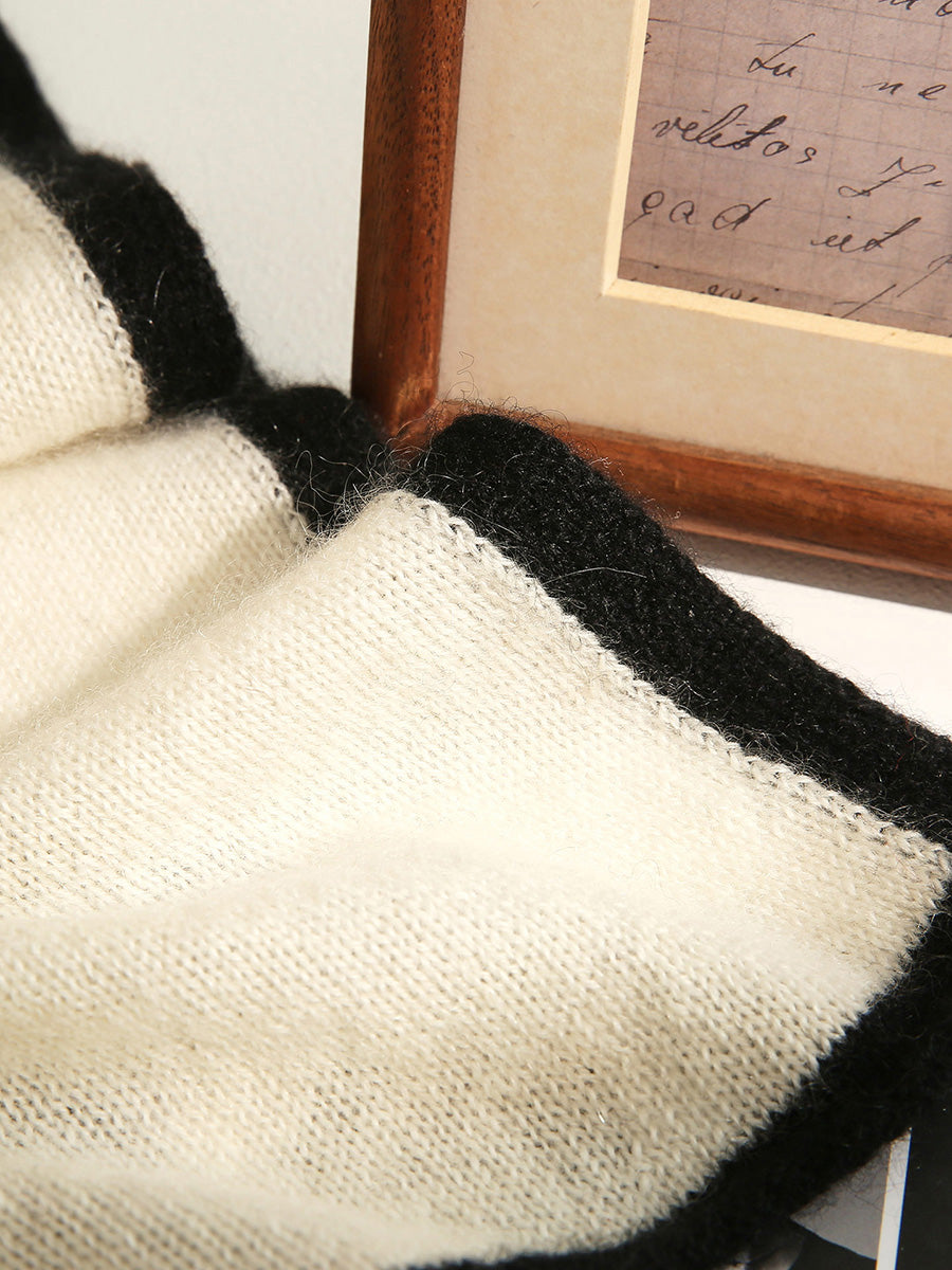 COMOBOCA 100% Cashmere Women's Striped Knit Scarf