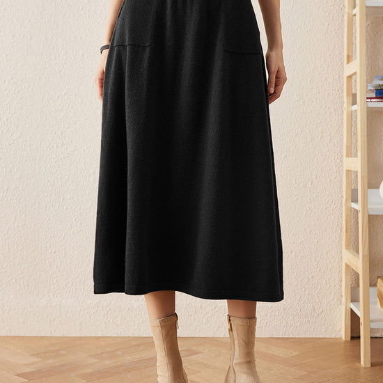 COMOBOCA 100% Cashmere Women's Knit Pleated Skirt