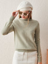 COMOBOCA 100% Cashmere Mock Neck Ribbed Knit Sweater