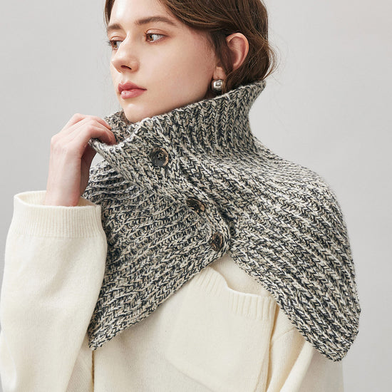 COMOBOCA 100% Wool Women's Knit Button Neck Warmer Shawl