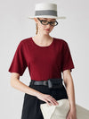 COMOBOCA Deep Red Women's Soft Knit Short Sleeve T-Shirt