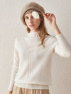 COMOBOCA 100% Cashmere Mock Neck Ribbed Knit Sweater
