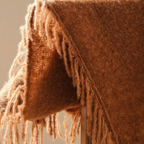 COMOBOCA Women's Fringed Triangle Knit Scarf