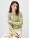 COMOBOCA Women's Watercolor Floral Print Knit Cardigan
