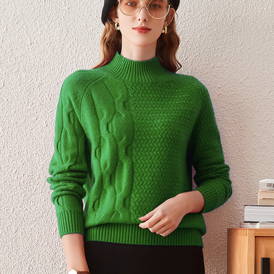 COMOBOCA 100% Cashmere Women's Mock Neck Knit Sweater