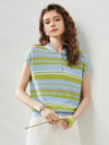 COMOBOCA Women's Striped Knit Polo T-Shirt