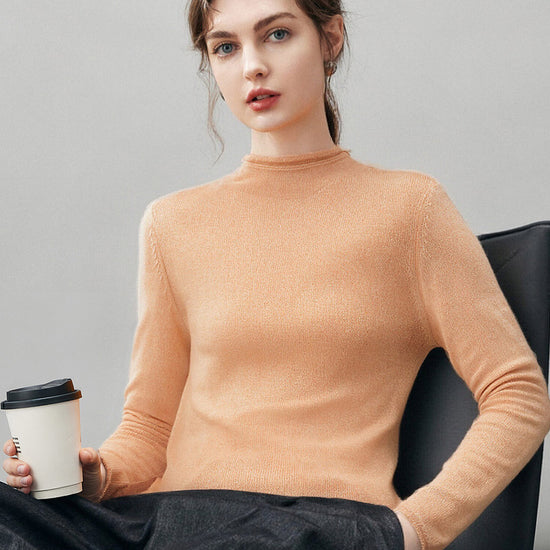 COMOBOCA 100% Cashmere Women's Round Neck Knit sweater