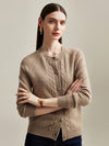COMOBOCA 100% Cashmere Women's Cable Button Knit Cardigan