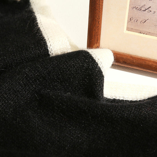 COMOBOCA 100% Cashmere Women's Striped Knit Scarf