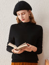 COMOBOCA 100% Cashmere Mock Neck Ribbed Knit Sweater