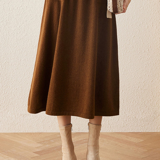 COMOBOCA 100% Cashmere Women's Knit Pleated Skirt