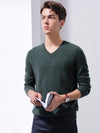 COMOBOCA DARK GREEN 100% Cashmere Men's V-Neck Sweater