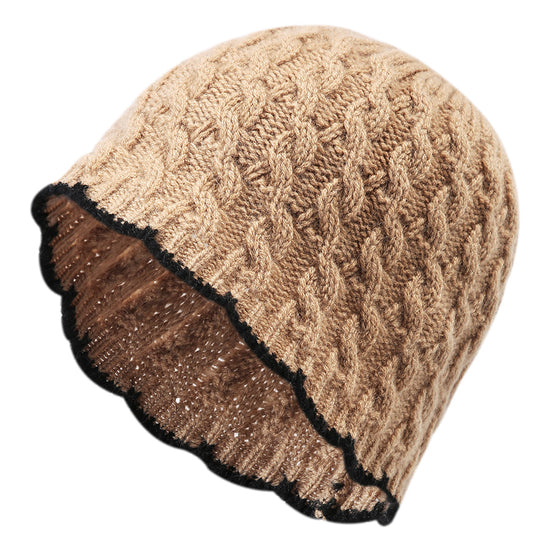 COMOBOCA 100% Cashmere Women's Cable Knit Beanie